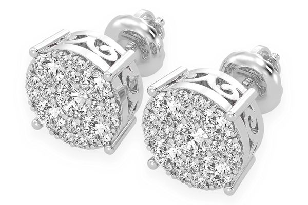 3.00ctw Mosaic Stud Diamond Earrings 14k Solid Gold