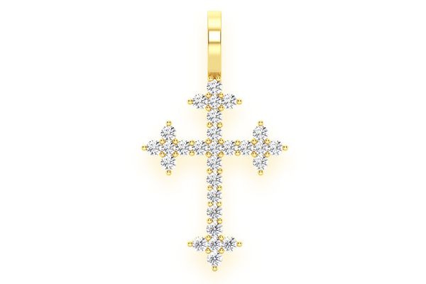 Three Point Cross Diamond Pendant 14k Solid Gold 0.45ctw