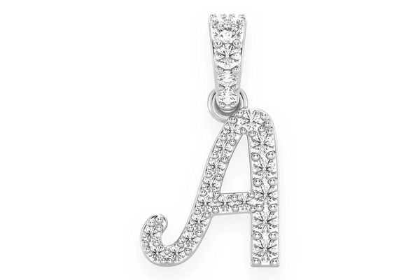 Painter Letter A Diamond Pendant 14k Solid Gold 0.20ctw