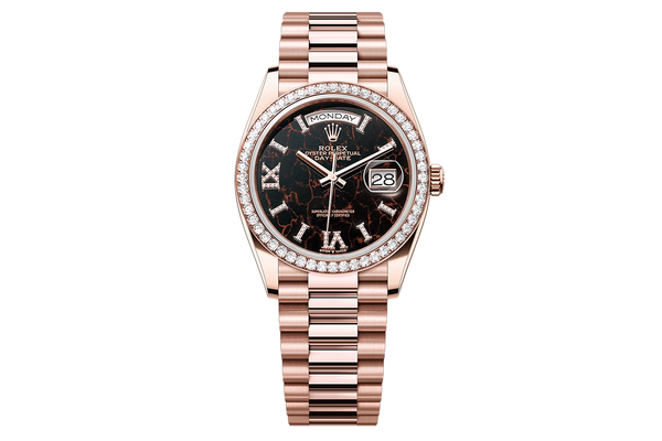 Rolex - Day Date 36 - 128345 - Rose Gold Eisenkiesel Diamond Bezel