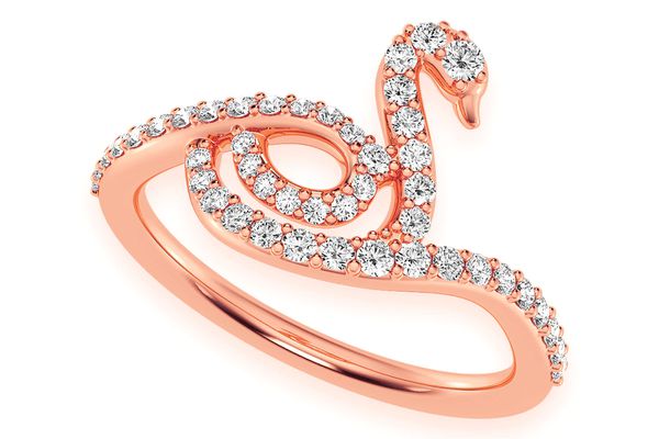 Full Body Swan Diamond Ring 14k Solid Gold 0.33ctw