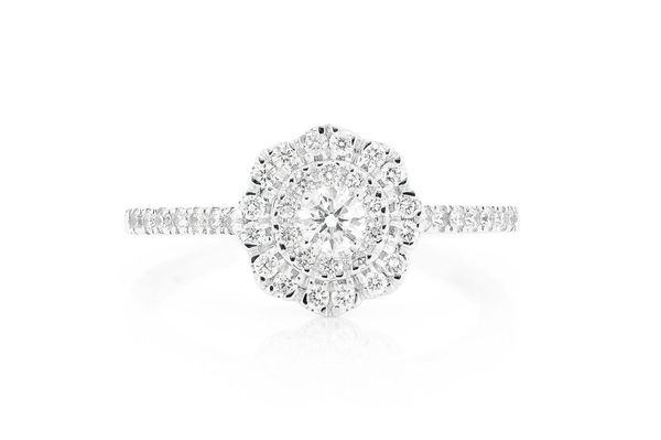 0.50ctw - Flower Halo - Diamond Engagement Ring - All Natural