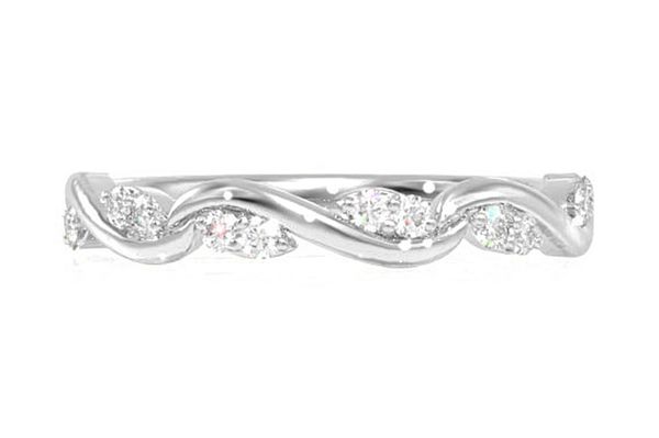 Leaf On Vine Diamond Band 14k Solid Gold 0.10ctw