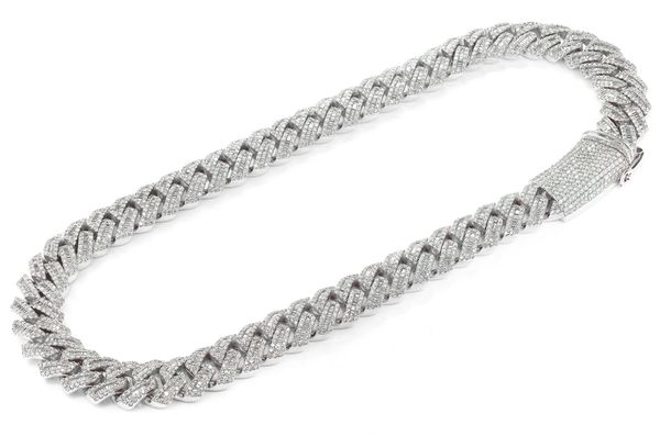 19MM Raised Baguette Diamond Cuban Link Necklace 14k Solid Gold 55.10ctw 