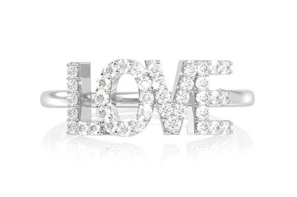 Love Diamond Ring 14k Solid Gold 0.15ctw