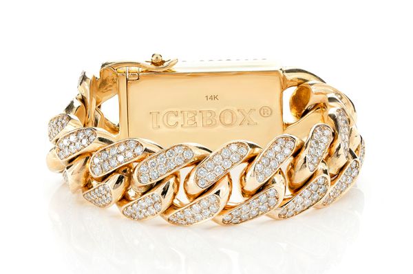 Two Row Diamond Miami Cuban Link Bracelet 14k Solid Gold 23.00ctw