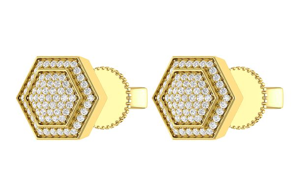 Hexagon Halo Diamond Stud Earrings 14k Solid Gold 0.20ctw 