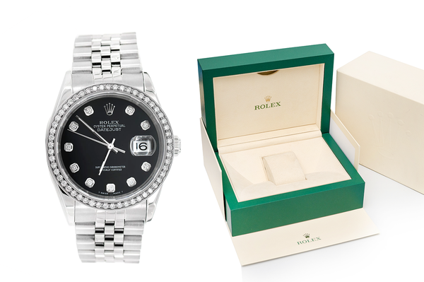 Rolex Datejust 36MM Steel (16234) - 1.00ctw Diamond Bezel