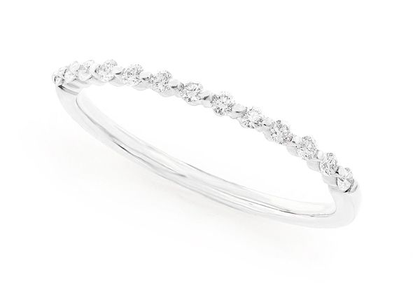 Pinched Diamond Stackable Band 14k Solid Gold 0.15ctw