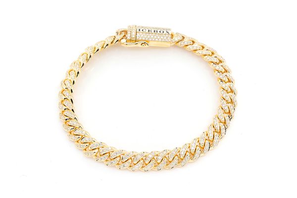 8MM Miami Cuban Diamond Bracelet 14k Solid Gold 4.00ctw