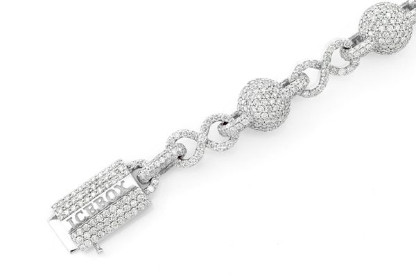 Infinity Bead Link Diamond Bracelet 14k Solid Gold 12.50ctw