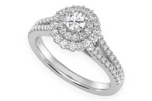 0.75ctw - Round Double Halo Split Shank - Diamond Engagement Ring - All Natural