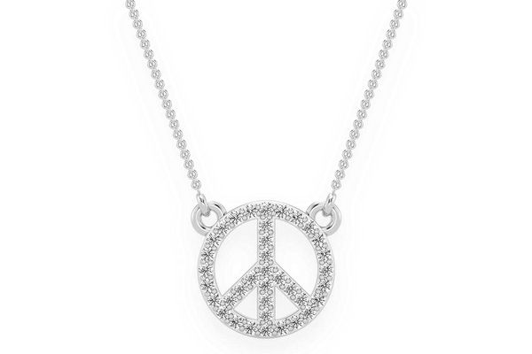 Peace Sign Diamond Necklace Connected 14k Solid Gold 0.15ctw