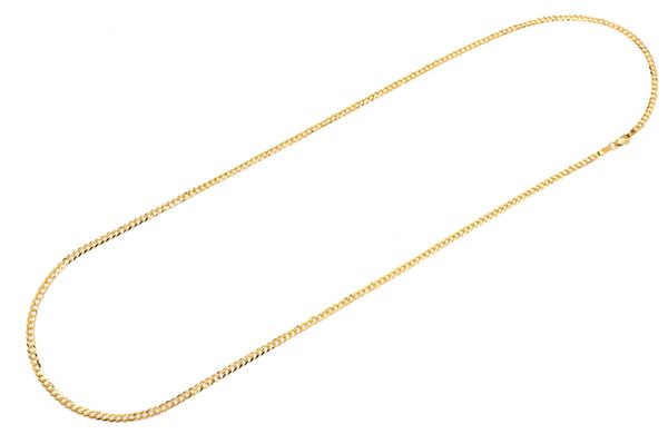 2.5MM Flat Curb Link 14k Solid Gold Chain