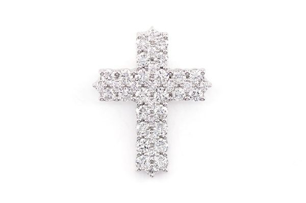 Four Row Diamond Cross Pendant 14k Solid Gold 0.50ctw