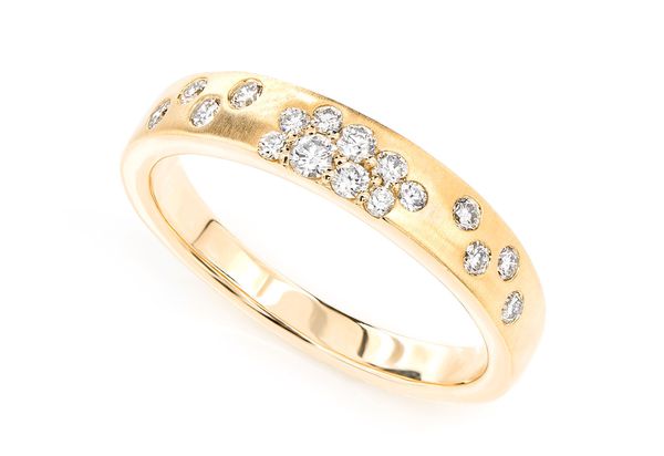 Gypsy Set Diamond Cluster Band Ring 14k Solid Gold 0.33ctw