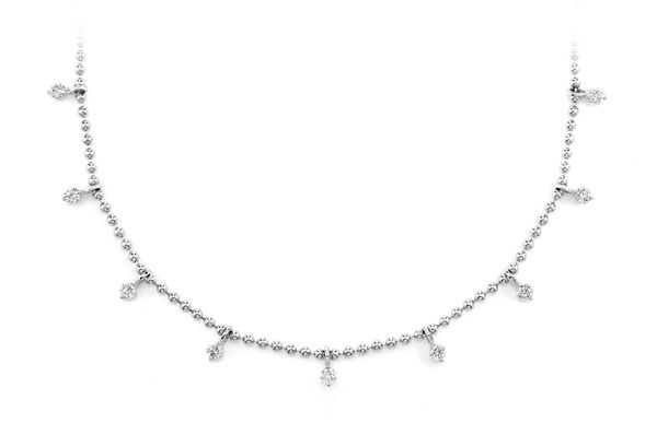 13 Stone Diamond Beaded Necklace 14k Solid Gold 0.50ctw 