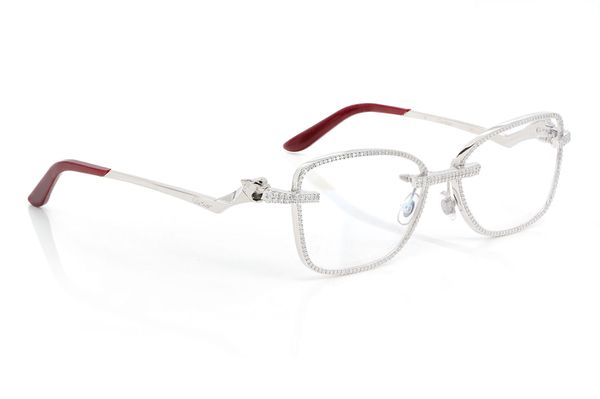 Cartier Panther Glasses Iced Out Diamond Rims - 5.85ctw - White Gold