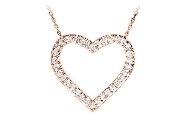 Open Heart Diamond Pendant Necklace Attached 14k Solid Gold 0.30ctw