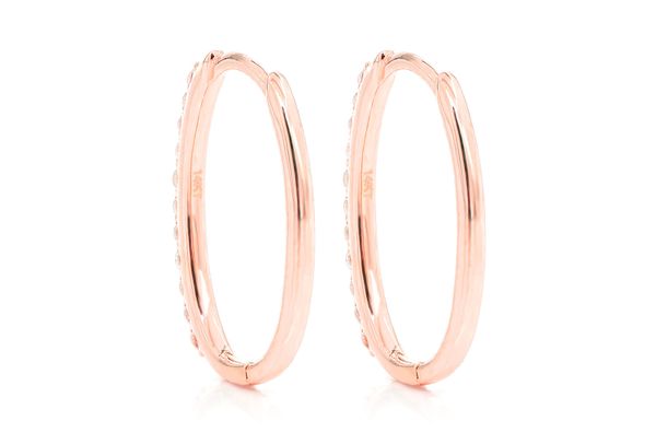 Oval Half Hoop Diamond Earrings 14k Solid Gold 0.25ctw