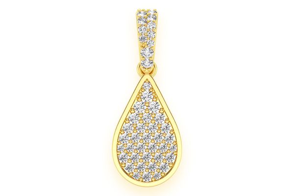 Water Drop Emoji Diamond Pendant 14k Solid Gold 0.33ctw