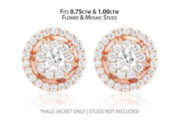 Flower & Mosaic Halo Diamond Earring Jacket 14k Solid Gold 0.50ctw