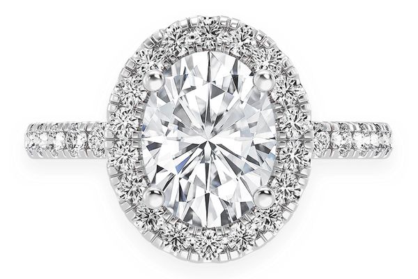 Thav - 1.00ct Oval Solitaire - Scallop Halo One Row - Diamond Engagement Ring - All Natural Vs Diamonds