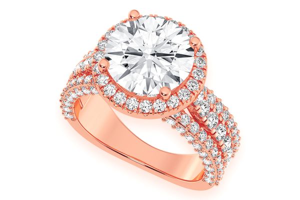 Tripp - 3.00ct Round Solitaire - Three Row - Diamond Engagement Ring - All Natural Vs Diamonds