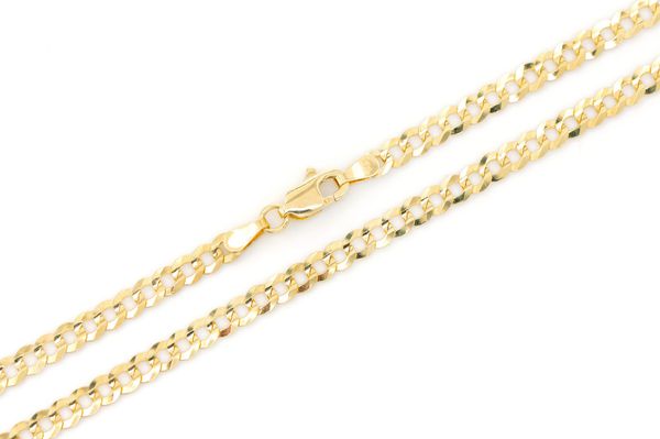 3.5MM Flat Curb Bracelet 14k Solid Gold