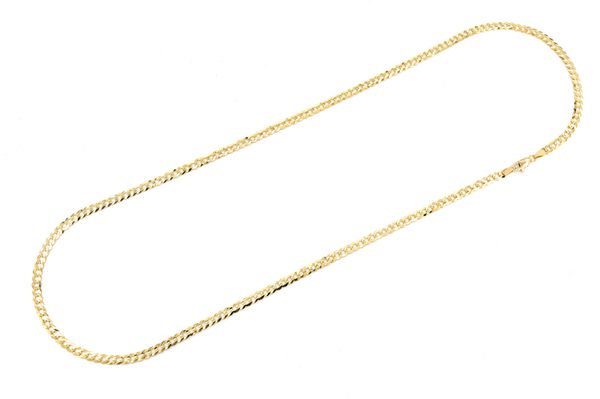 3.5MM Flat Curb Link 14k Solid Gold Chain