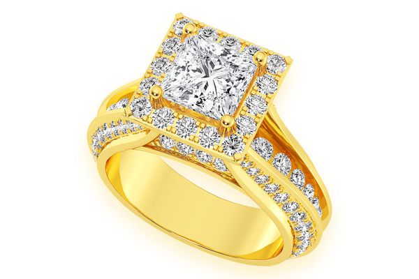 Monst - 1.00ct Princess Solitaire - Halo Three Row - Diamond Ring Engagement Ring - All Natural Vs Diamonds