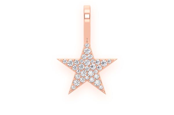 Five Point Star Diamond Pendant 14k Solid Gold .20ctw