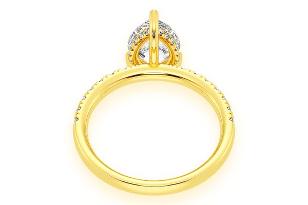 Thinn - 2.00ct Pear Solitaire - One Row Under Halo - Diamond Engagement Ring - All Natural