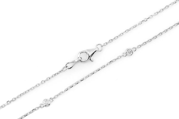 Round Bezel Set Diamond Necklace Connected 14k Solid Gold 0.35ctw