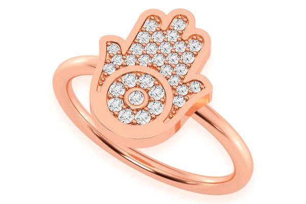 Hamsa Diamond Ring 14k Solid Gold 0.20ctw 