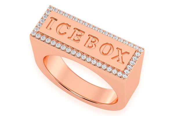 Icebox Logo Diamond Ring 14k Solid Gold 0.30ctw