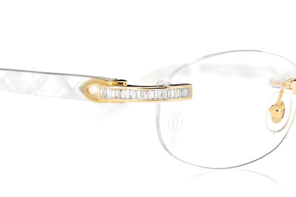 Cartier Glasses Iced Out Diamonds Rimless - 1.62ctw - Yellow Gold