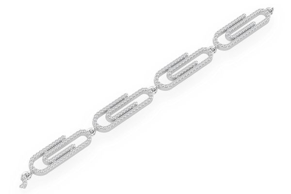 Paper Clip Eternity Diamond Bracelet 14k Solid Gold 1.85ctw