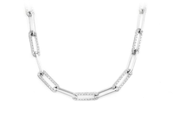 Alternating Elongated Diamond Rolo Link 18" Necklace 14k Solid Gold 5.35ctw