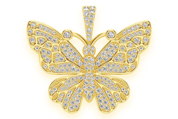 Butterfly Diamond Pendant 14k Solid Gold 1.00ctw