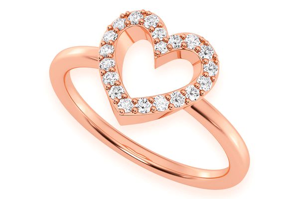 Open Heart Diamond Ring 14k Solid Gold 0.20ctw