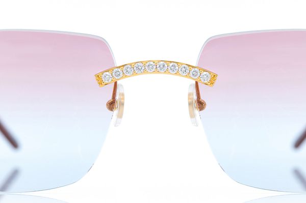 Cartier Glasses Iced Out Diamond Rimless - 2.50ctw - Yellow Gold