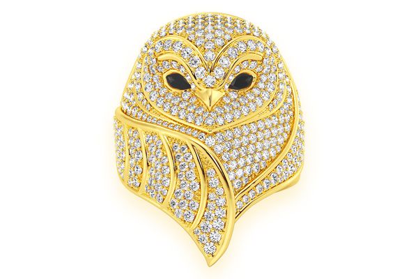 Owl Diamond Ring 14k Solid Gold 3.00ctw