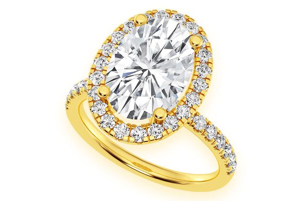 Thav - 3.00ct Oval Solitaire - Scallop Halo One Row - Diamond Engagement Ring - All Natural Vs Diamonds