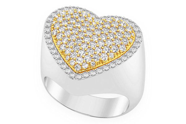 Heart Signet Diamond Ring 14k Solid Gold 1.40ctw