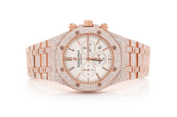 Audemars Piguet Royal Oak 18k Rose Gold - 21.75ctw Fully Iced Out