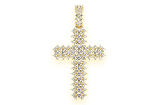 Jagged Cross Diamond Pendant 14k Solid Gold 1.75ctw