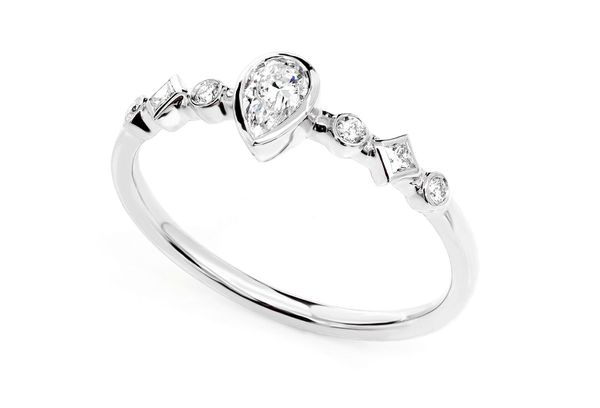 0.30ctw Diamond Pear Bezel Geometric Shank Engagement Ring - All Natural