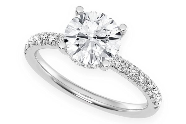 Thinn - 0.50ct Round Solitaire - One Row Under Halo - Diamond Engagement Ring - All Natural Vs Diamonds