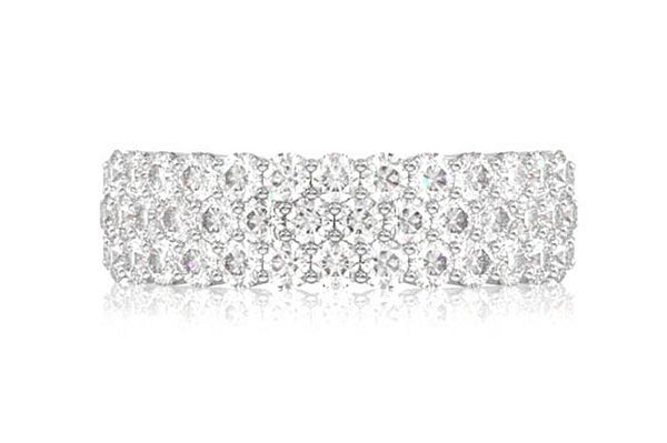 3 Row Diamond Band 14k Solid Gold 2.20ctw